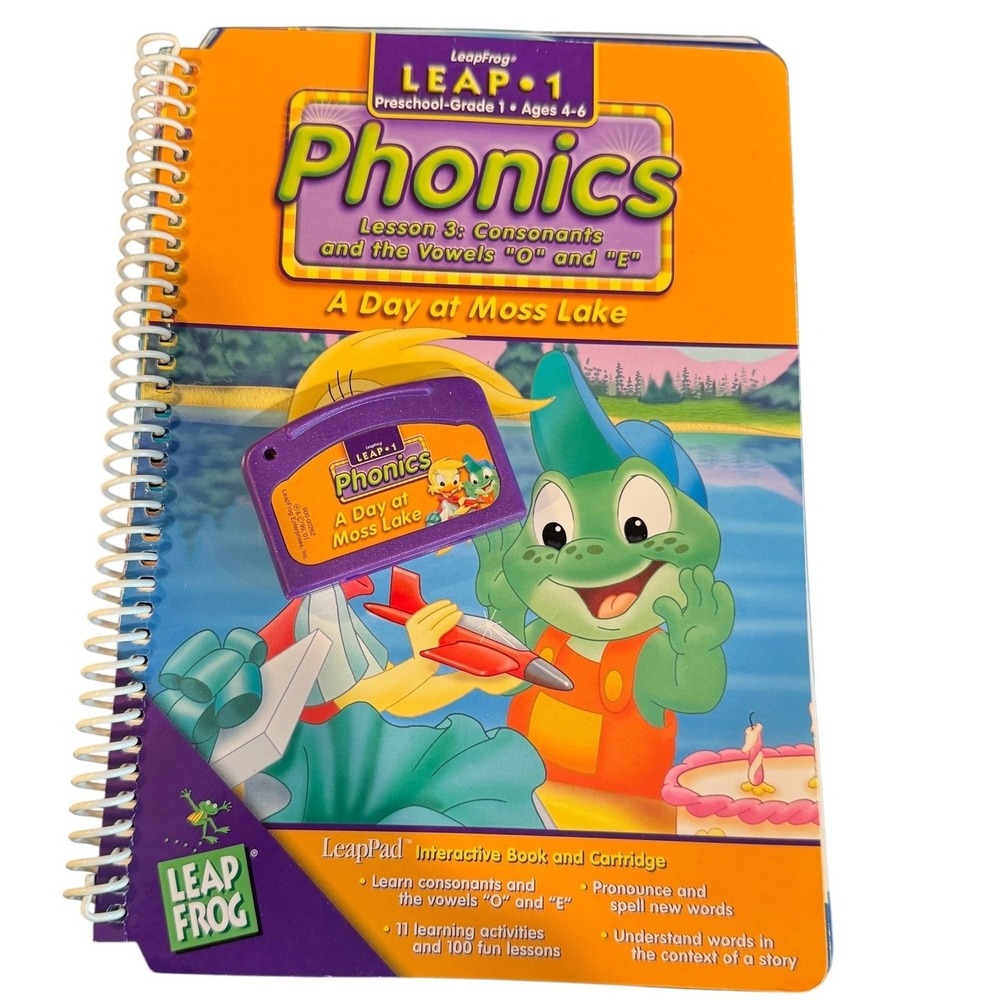 LeapFrog LeapPad 1 Interactive Books & Cartridges Lot of 4 Math Phonics Reading
